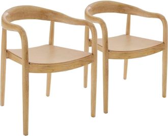 Oviala Conjunto de 2 sillas estilo escandinavo en madera de olmo natural