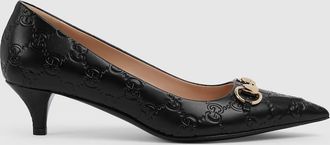 Gucci Womens Pump With Horsebit, Black, Leather
