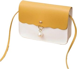 Generic Fashion Simply Leather For Women Solid Color Shoulder Messenger Bag Lady Pendant Pearl Travel Small Handbag Femininas Bolsas(Y)