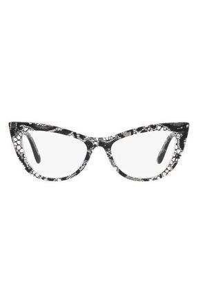 Dolce & Gabbana 54mm Cat Eye Optical Glasses in Black Lace at Nordstrom