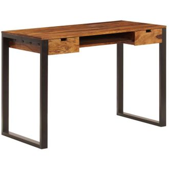 vidaXL Escritorio De Madera Maciza De Acacia Y Acero 110x55x78 Cm