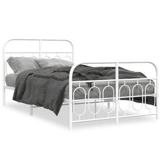 Berkfield Home Metal Bed Frame without Mattress with Footboard White 120x190cm | Size: 120x190 cm