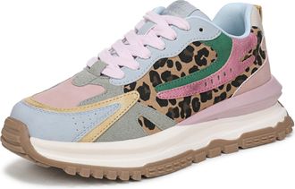 Blowfish Womens Leo Lace-Up Trainers, Cloud Blue/Leopard, Medium Fit, UK 3