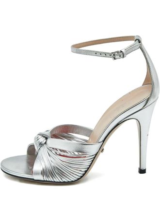 Gucci Allie knot-detail ankle-strap sandals - women - Calf Leather/Calf Leather/Calf Leather - 36 - Silver