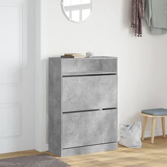 Berkfield Home Shoe Cabinet with 2 Flip-Drawers Concrete Grey 80x34x116 cm | Size: 80 x 34 x 116 cm