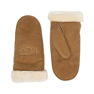 UGG Sheepskin Embroider Mitten - Dames - Accessoires - Bruin - Maat: L/Xl Leer