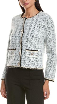 Milly Braided Wool-Blend Knit Cardigan