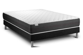 VITALIT Vitalit - Base Tapizada Negro + Colch&oacute;n Con Muelles Ensacados 160 X 200