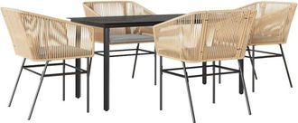 vidaXL Juego De Comedor Jard&iacute;n 5 Piezas Cojines Rat&aacute;n Sint&eacute;tico Marr&oacute;n Vidaxl