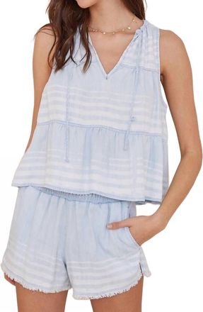 Bella Dahl Tiered Tie Neck Tank Top In Amalfi Stripe