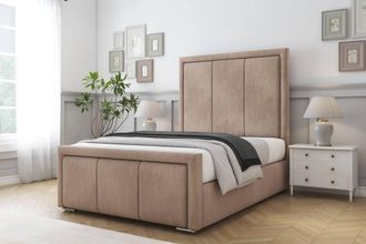 Comfort Beds Savoy Naples Bed Frame - 50 Upholstered Headboard in Light Brown | Size: Single