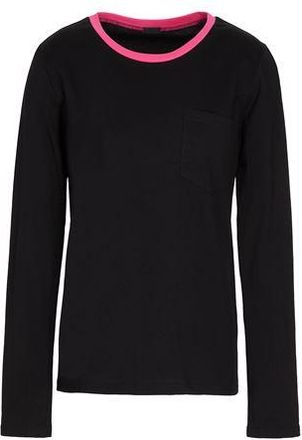 8 by YOOX ORGANIC COTTON JERSEY L/SLEEVE T-SHIRT W/ CONTRAST NECK TRIM