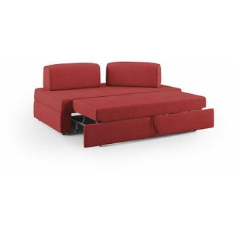 Divani.Store Liberty Divano senza pouf estraibile e schienali movibili in tessuto morbido impermeabile T02 160 cm rosso