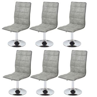 Hhg Hhg - Lote De 6 Sillas De Comedor 105, Silla De Cocina, Giratoria Regulable En Altura, Tela/textil Mvg, Vintage Gris Hormig&oacute;n