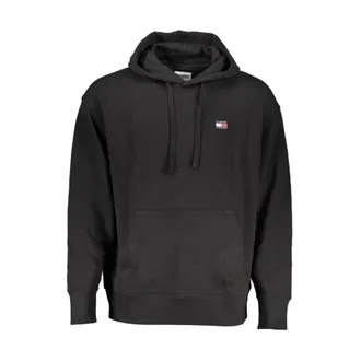 Tommy Hilfiger Hoodies, male, Black, XL, Black Cotton Hoodie with Logo