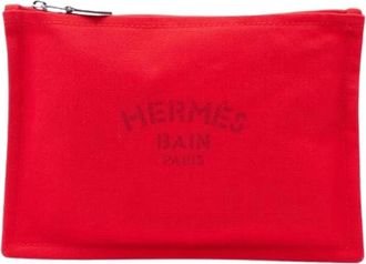 Herm&egrave;s Pre-owned Canvas Pouch - Dames - Vintage Clutch - Rood - ONE Size - Vintage
