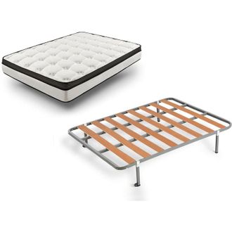 HOGAR 24 Hogar24 - Rz42 - Colch&oacute;n + Somier Basic Con Patas, Medida 80x190 Cm. Nucleo Alta Densidad Transpirable Con Tejido 3d
