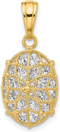 Diamond2Deal 14k Yellow Gold with White Rhodium Polished Dia-cut Pendant