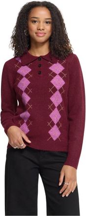 Ichi Rododendro Arlecchino - - Knitwear - Donna - Rosso - L