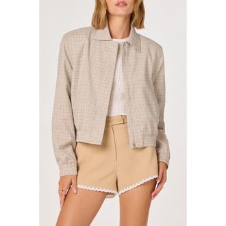 ASTR the Label Reid Check Stretch Zip Jacket in Brown Blue Plaid at Nordstrom, Size X-Small