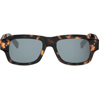 Celine 3 Dots 53mm Rectangular Sunglasses in Dark Havana /Blue at Nordstrom