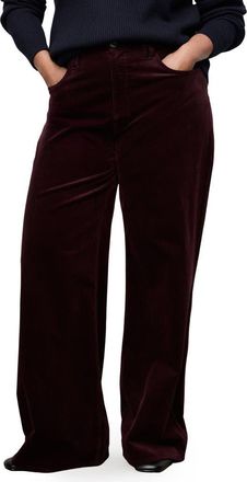 Mango High Waist Wide Leg Corduroy Jeans in Wine at Nordstrom, Size 22