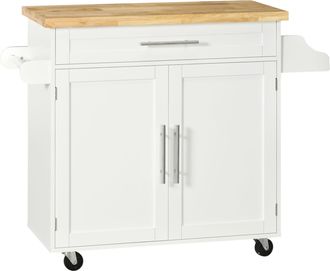 STILVORA Carro De Cocina Con 1 Cajon, Armario, Especiero Y Toallero, Con Ruedas, 109 X 40 X 89 Cm, Blanco