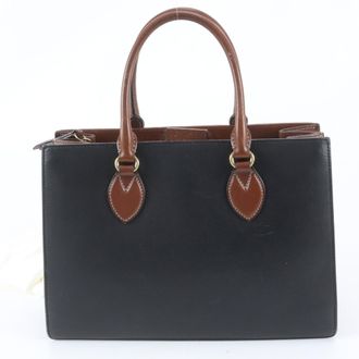Gucci Black Brown Leather Handbag Shoulder Bag Tote Bag (Pre-Owned)