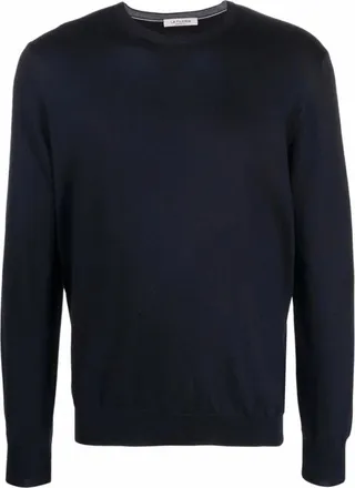 La Fileria Truien & Vesten, Heren, Blauw, 4Xl, Wol, Fijngebreide trui met ronde hals