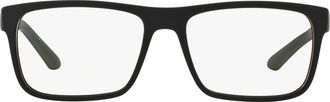 Giorgio Armani 54mm Rectangular Optical Glasses in Rubber Black at Nordstrom