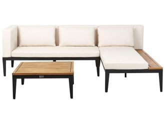 Beliani Conjunto de jard&iacute;n de madera beige 3 personas