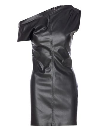 Aniye By asymmetric leather-effect dress - women - Polyester/Polyurethane - S - Black