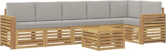 vidaXL Conjunto De Sof&aacute;s De Exterior 7 Uds. Blanco Y Gris Claro Vidaxl
