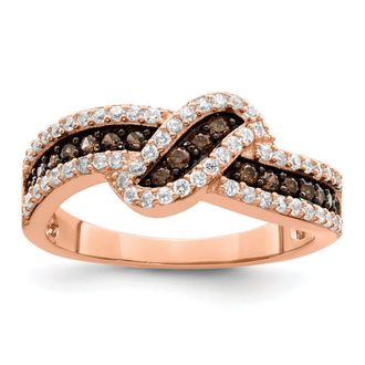 Diamond2Deal Sterling Silver Rose-tone Black Rhodium-plated Cubic Zirconia Fancy Ring