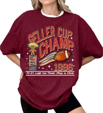 Generic 2025 Spring Tops for Women Fashion T Shirt Trendy Geller Cup Shirt Friends TV Show Tee Football Trophy Graphic Tee Retro 1996 Geller Bowl Shirt Shirt 