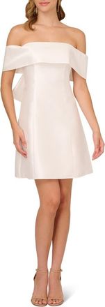 Adrianna Papell Bow Mikado Cocktail Dress in Ivory at Nordstrom, Size 10