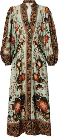 Farm Rio Farm Rio Womens Maxi Dress, Flowing Beauty Blue