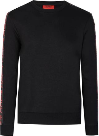 HUGO BOSS Stijlvol Zwart T-shirt - Heren - Ronde hals truien - Zwart - L - Truien & Vesten