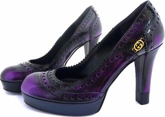 Gucci Barclay Purple Leather Platform Pumps Size 36