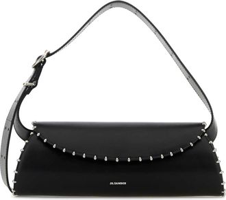 Jil Sander Black Leather Cannolo Crossbody Bag