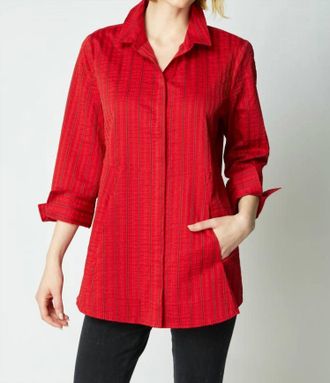 Habitat One Jacquard Stripe Top In Ruby