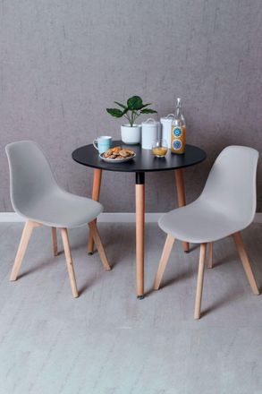 Regalos Miguel Regalos Miguel - Black Friday - Conjunto Mesa Tower Redonda 80 Cm Negra Y Pack 2 Sillas Kelen - Gris