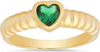 Queen Jewels Sterling Silver Bezel Set Heart Ring in Gold/emerald at Nordstrom Rack, Size 7