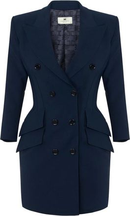 Elisabetta Franchi Manteljurk van lichtgewicht cr&ecirc;pestof - Dames - Jurken - Blauw - Maat: M Leer