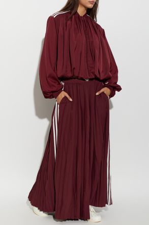 adidas Pleated Wide-leg Trousers, Womens, Burgundy