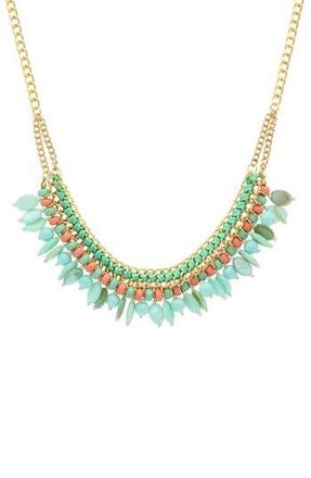 Olivia Welles Minty Crystal Statement Necklace in Gold /Mint at Nordstrom Rack