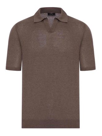 Nome V-Neck Polo Shirt With Melange Effect In Silk