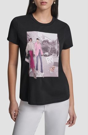 DKNY Crystal Embellished Bleeker St. Conversational Graphic T-Shirt in Black at Nordstrom, Size Xx-Small