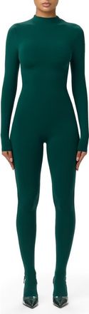Naked Wardrobe Long Sleeve Closed Toe Jumpsuit in Emerald at Nordstrom, Size X-Large