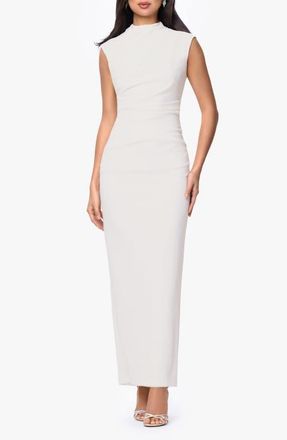 Betsy & Adam Pleated Sleeveless Column Gown in Ivory at Nordstrom, Size 12